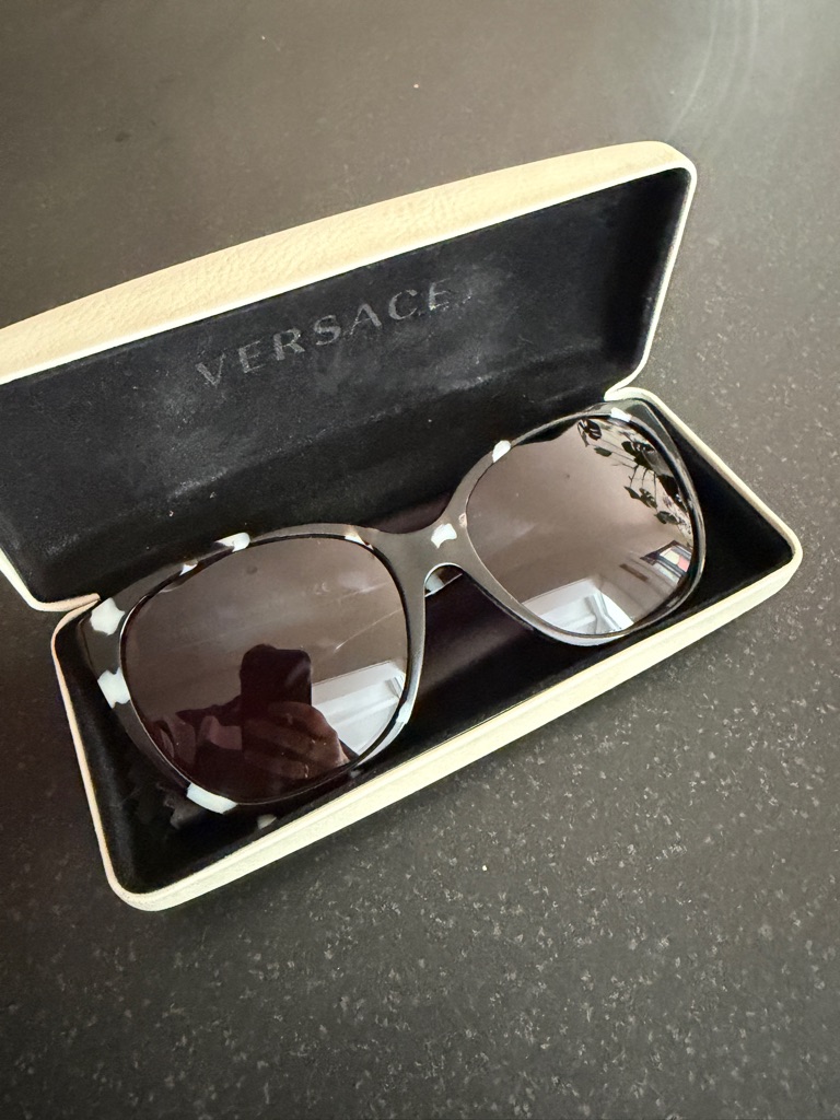 Versace Black And White Cat-Eye Sunglasses